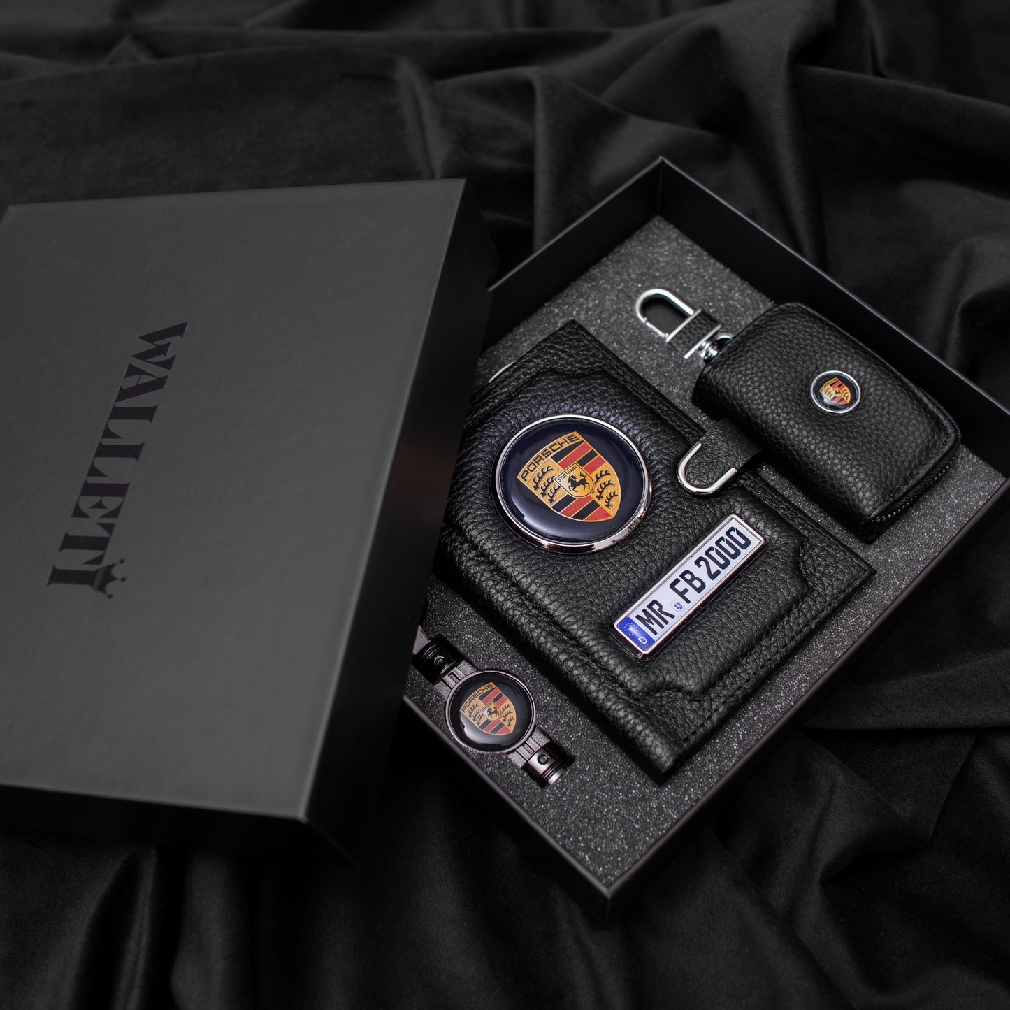 Set: Portofel + breloc+ husă chei+cutie