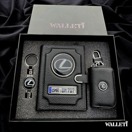 Set: Portofel + breloc+ husă chei+cutie